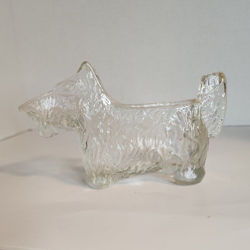 Vtg LE Smith Scottie Terrier Dog Pressed Glass Creamer Candy Dish 1930s